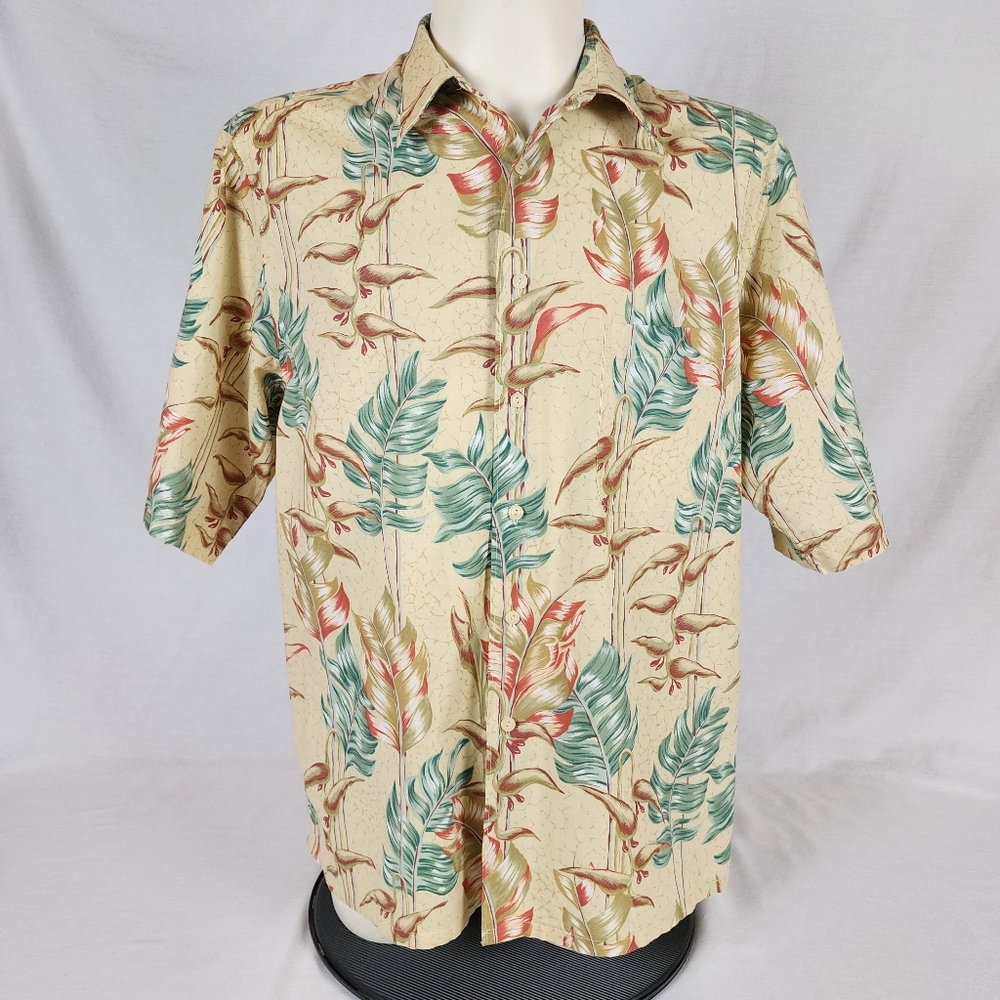 Reyn Spooner Leaf Pattern Hawaiian Shirt (XL)